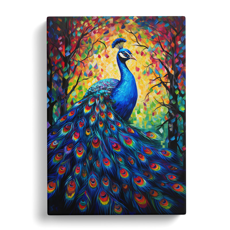 Peacock Hard Edge - No Frame Print, 60cm H x 40cm W x 3cm D