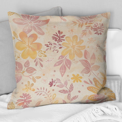 Yellow Orange Boho Pastel Paradise Flowers IV - Boho Pillow