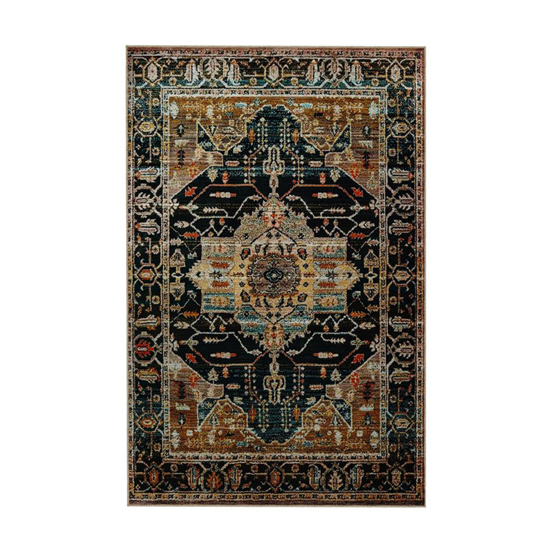 Tapis décoratif bohémien à motif traditionnel bleu marine, Tapis de couloir 3 pi 3 po x 6 pi 7 po inclus