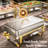Prep & Savour 4pk 8QT-9QT Rectangular Semi-Gold-Plated Stainless Steel Chafing Dish