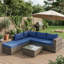 Ensemble de conversation modulaire en osier pour 4 personnes avec coussins-124961461