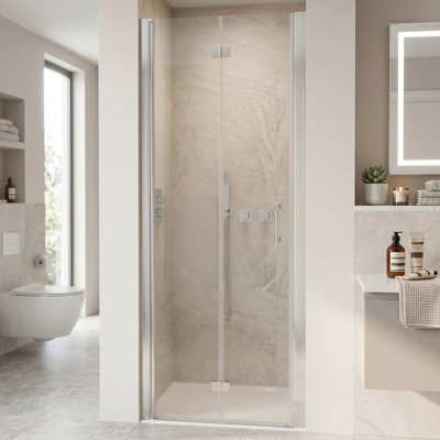 Porte de douche pivotante demi-cadre l 30 à 32 po x H 72 po Frame Cadre en aluminium Glass Verre trempé de 1 po d'épaisseur (6 mm) SGCC atch Verrou magnétique Installation Installation réversible double