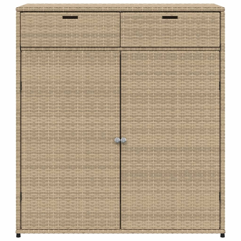 Garden Storage Cabinet 105X55x113 Cm Poly Rattan, Beige