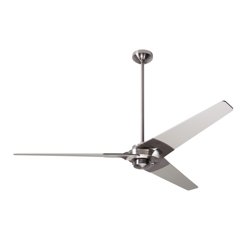 Torsion Downrod Ceiling Fan, Handheld Remote, Bright Nickel, Nickel