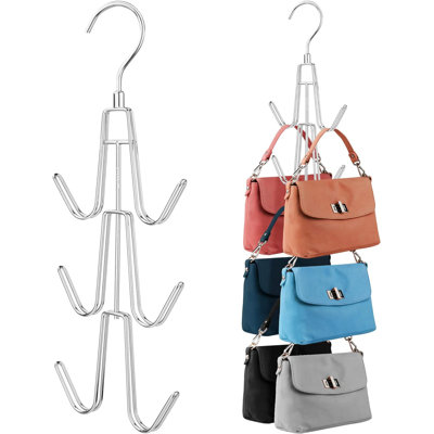 Purse Hanger Organizer, 2 Pack Hanging Bag Holder, Metal Handbag Storage Hook Backpack Rack Space Saving Hanger, Silver