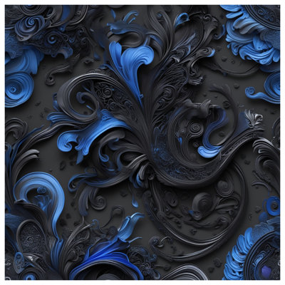 Intricate Blue Black Swirls Wall Tapestry - Swirls Wall Decor