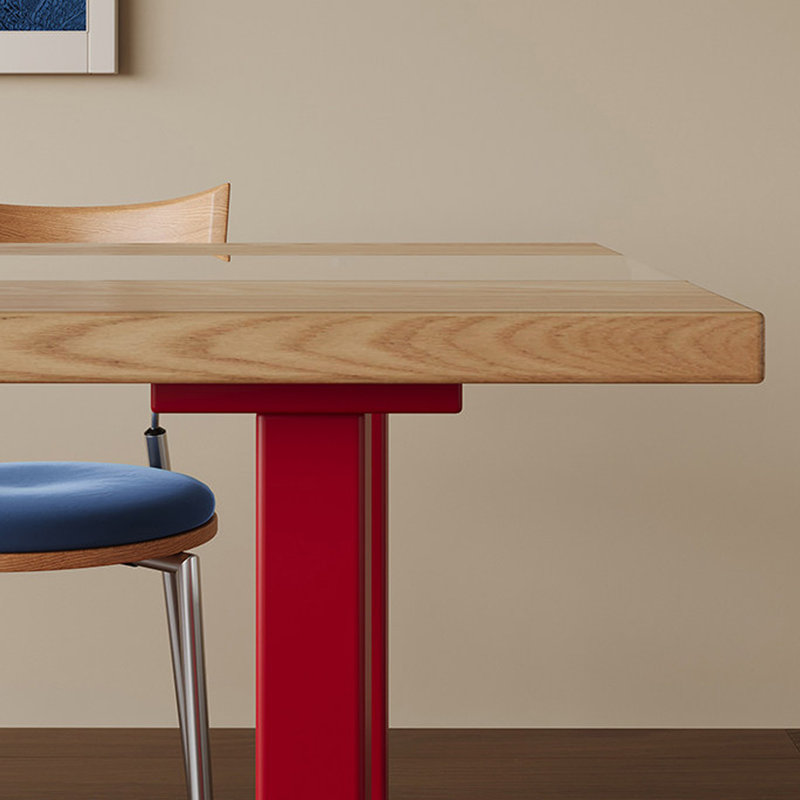 Bureau en verre trempé Creative Design, 29.52" H x 70.86" W x 31.49" D, Transparent / Rouge