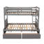 Lit simple superposé au dessus d'un lit double avec rangement - Gris-315004389