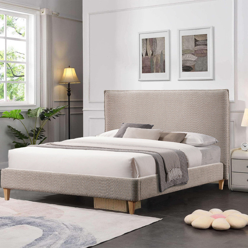 Normsman Vireo Upholstered Platform Bed - Queen Size Contemporary Elegance, Grey
