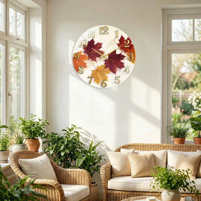 "Autumn Leaves", horloge murale en verre