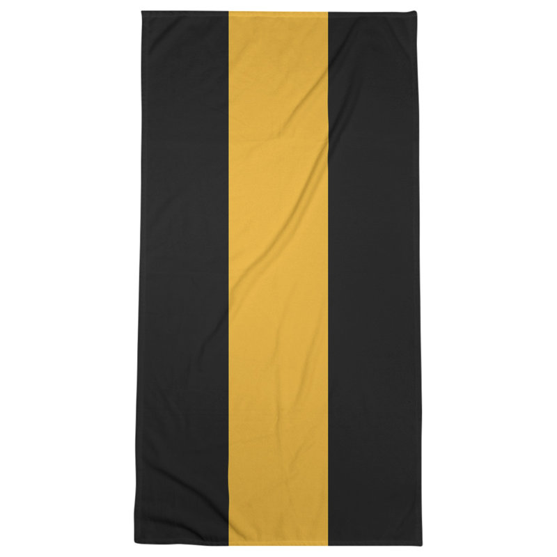 Lightweight Bath Towel, Black/Gold/Black, Microfiber
