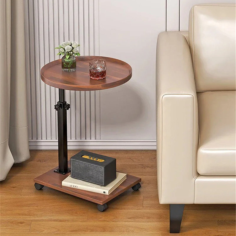 Mobile Side Table For Small Space, Dark Brown