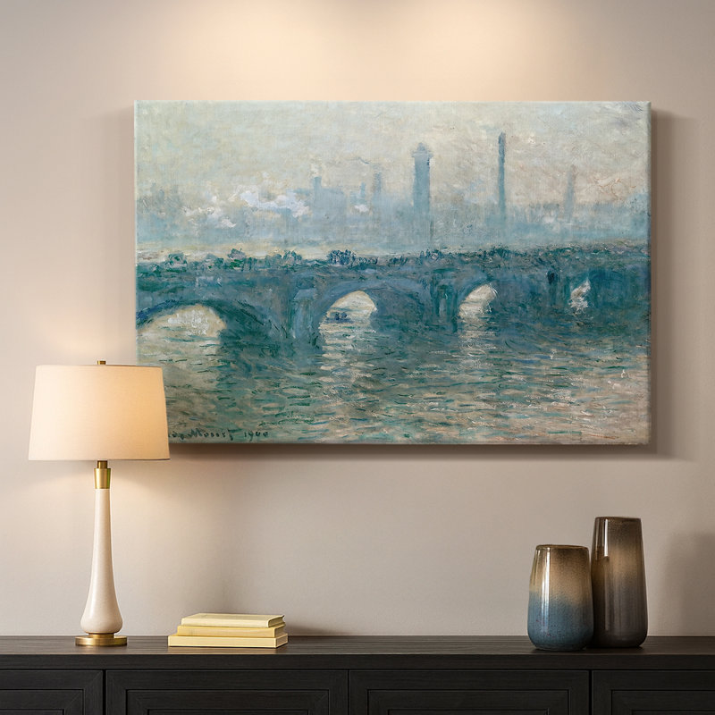 Pont Waterloo, Londres-Claude Monet-Toile tendue avec châssis-1900, 18 x 27