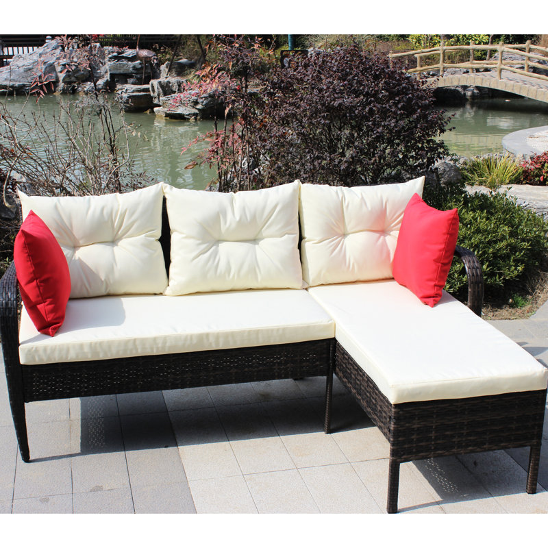 2 patios d'extérieur avec plus de coussins modulaires beige radieux 2 pièces brillants