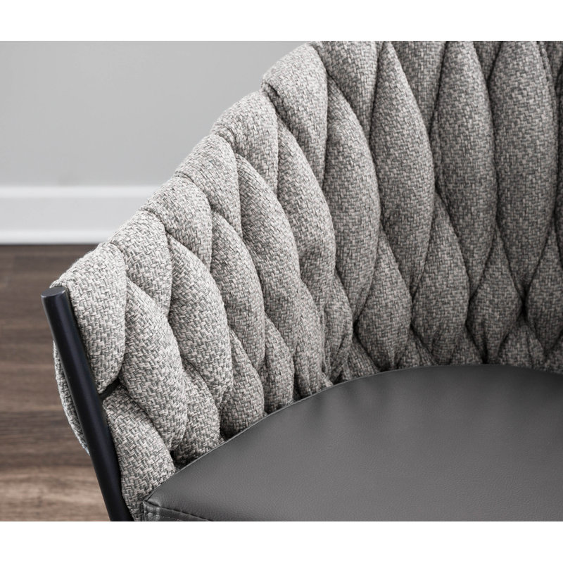 Chaise avec accoudoirs tressée Maddison, Gris