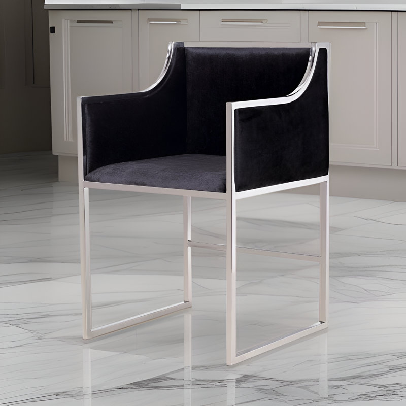 Fauteuil d'appoint en velours, Chrome, Noir, noir, noir, noir