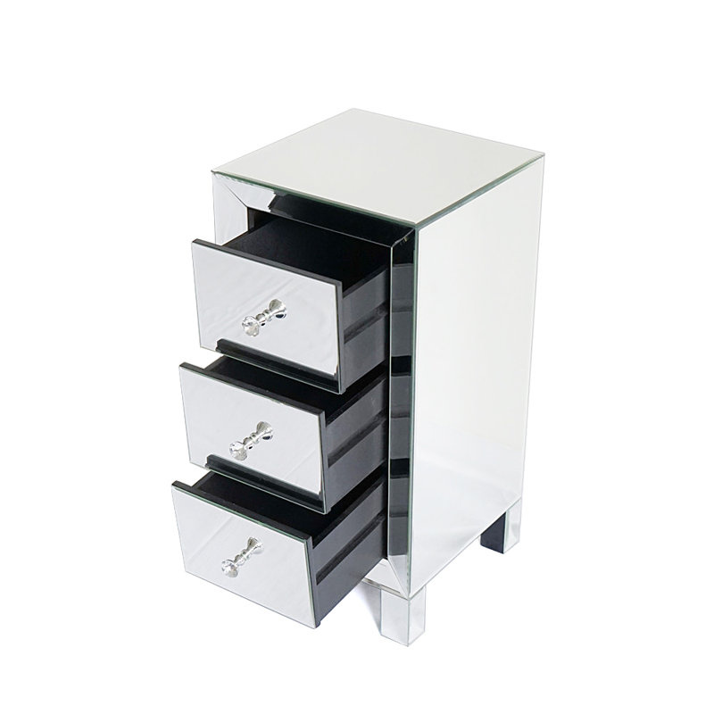 11.8cm W Reclaimed Wood Bedside Table, Silver