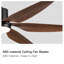 66" Vintage Ceiling Fan  Lighting with Brown Blades in Integrated LED