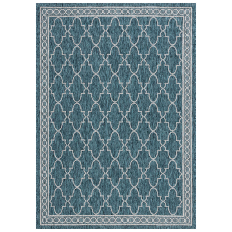 Tapis d'intérieur / extérieur à motif géométrique Courtyard Performance, Rectangle 5 pi 3 po x 7 pi 7 po
