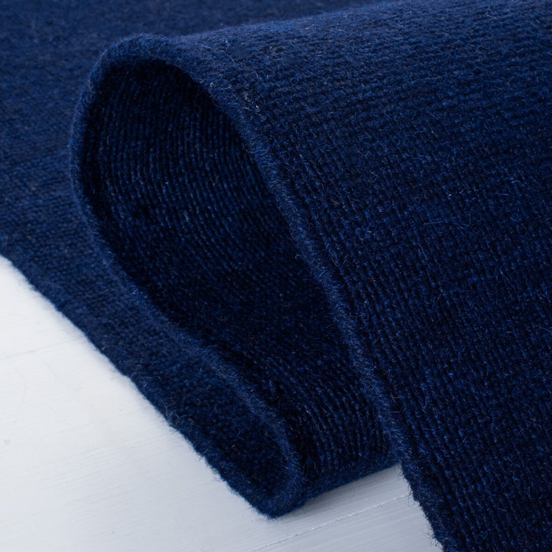Handmade Navy Wool Rectangular 4' x 6' Rug