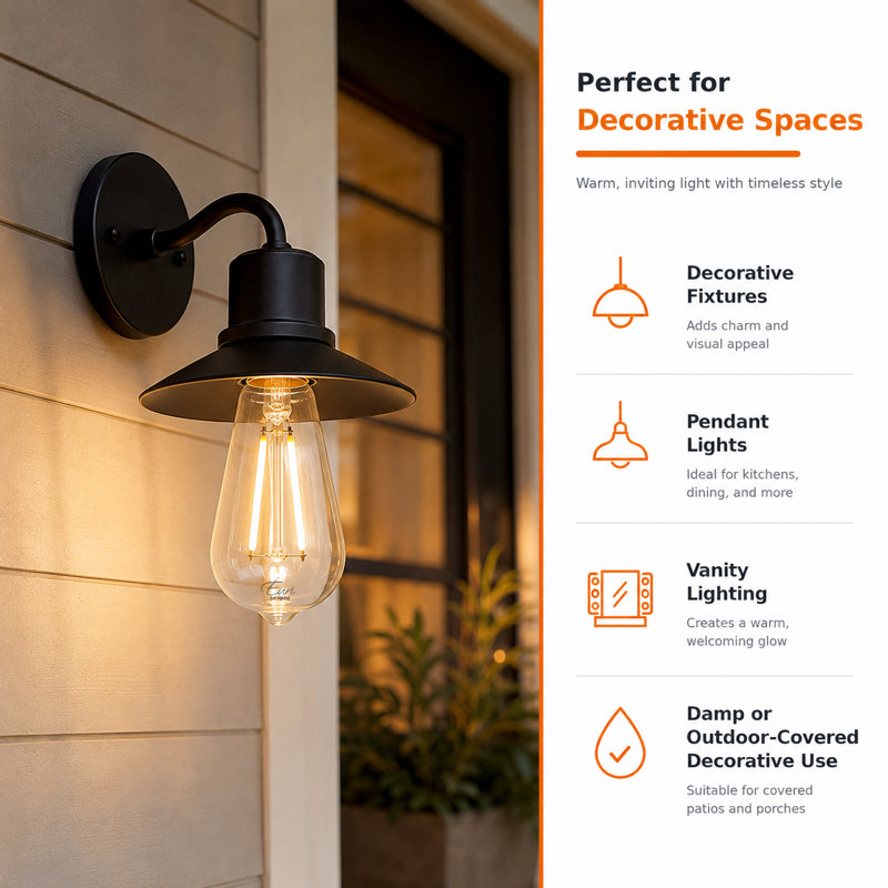 Ampoule DEL à filament Euri Lighting ST19, 7 W, 800 lm, équivalent 75 W, 2700 K, culot E26, dimmable, étanche, homologuée UL