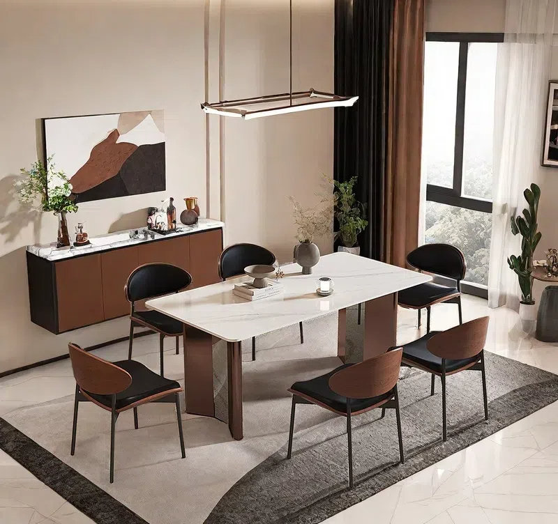 Light Luxury Durable Rock Dining Table Sets., 29.53"H x 70.87"L x 35.43"W