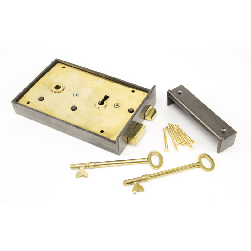 Rim Lock Iron, 11.2cm H x 18cm W x 3.7cm D