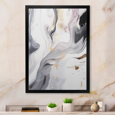 Blanc et gris ondulations de pierre I - art mural abstrait en marbre