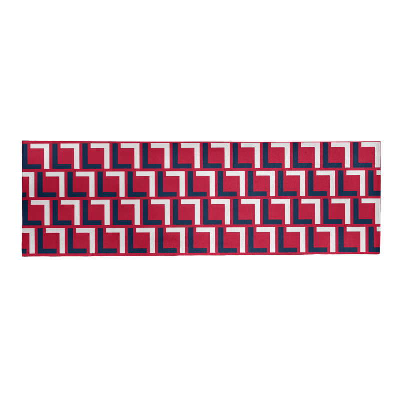 Tapis de couloir à motif géométrique rouge