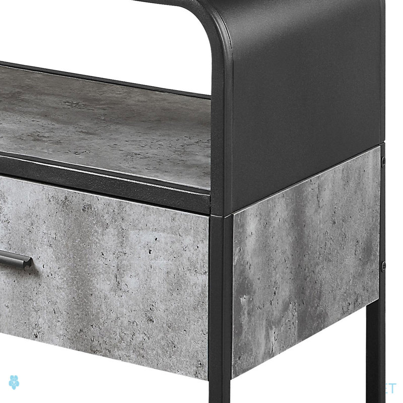 Concrete Grey And Black Drawer TV Stand, 20.47" H x 60.52" W x 14.52" D