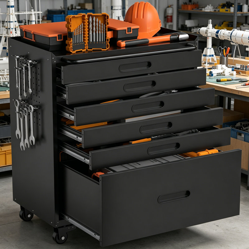 Heavy-Duty Steel Structure, 6-Drawer Mobile Toolbox, 34.3-Inch Wheels, Garage-Specific Small Parts And Tools Storage Cabinet.