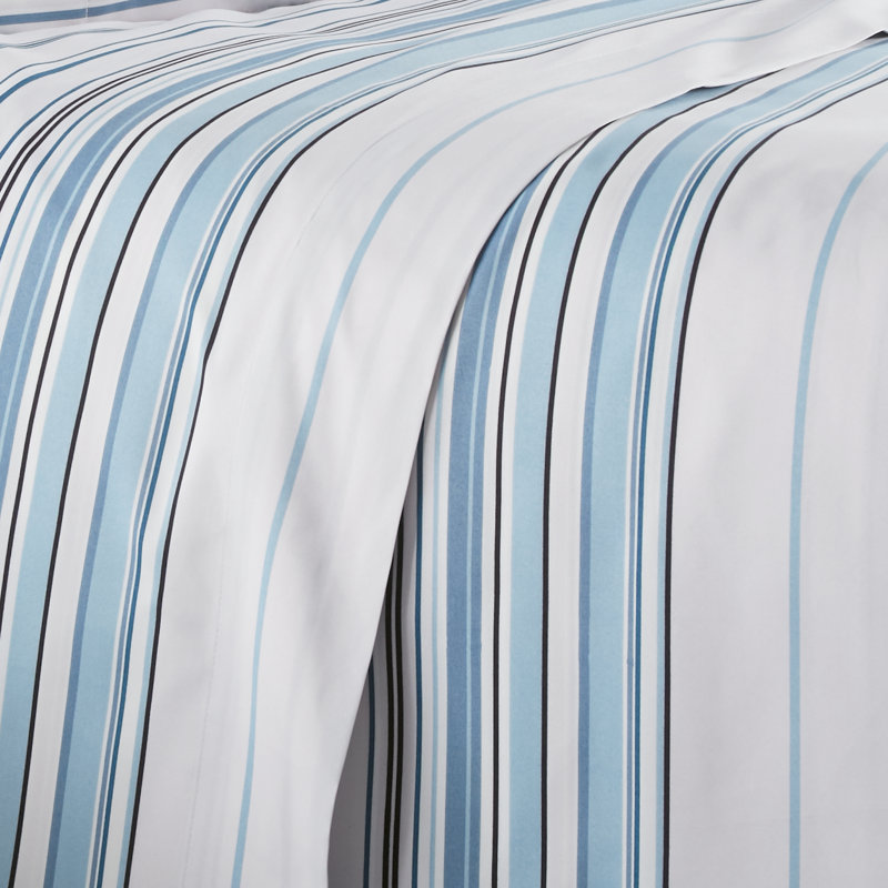 Ensemble de draps en microfibre Coastal Stripes Collection, Bleu, Très grand