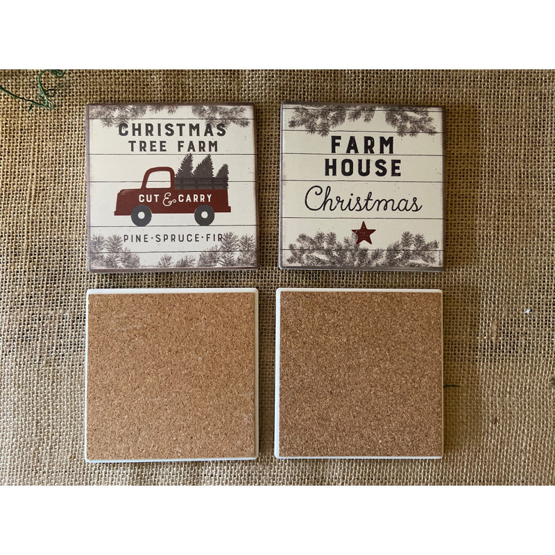 Coaster Set - Farm House - Christmas