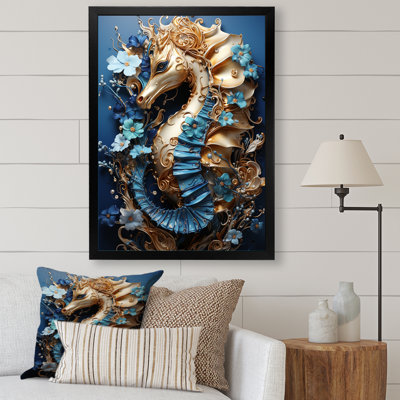 «Sapphire Seahorse Delicate Drips I», reproduction sur toile