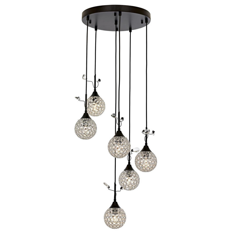 Luminaire suspendu sphère 6 lumières, Argent