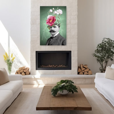 Gentleman'S Floral Mind Classic Geometric Surreal Rose Nature Flower Wall Art Print by Marja Van Den - Wrapped Canvas Print