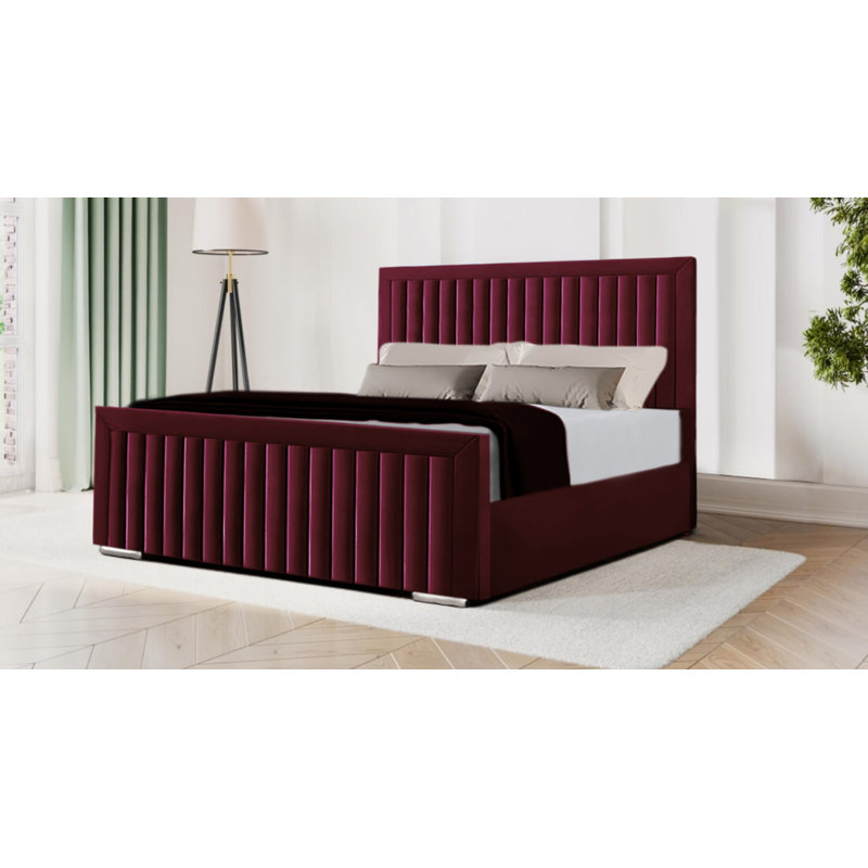 Miyon Upholstered Bed, Burgundy, Super King (6')