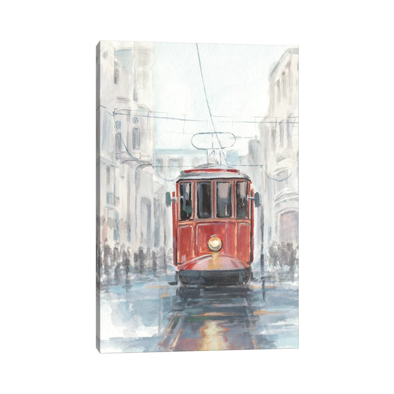 Reproduction d’art sur toile « Watercolor Streetcar I » par Ethan Harper, H 26 po x l 18 po x 1,5 po, Pas de tapis