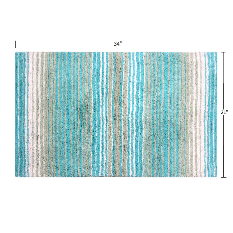 Griffie Plush 100 % Cotton Bath Rug, Single - 21" L x 34" W, Turquoise