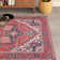 Aailiyah Ornate Large Medallion Machine-Washable Red/Navy Rug