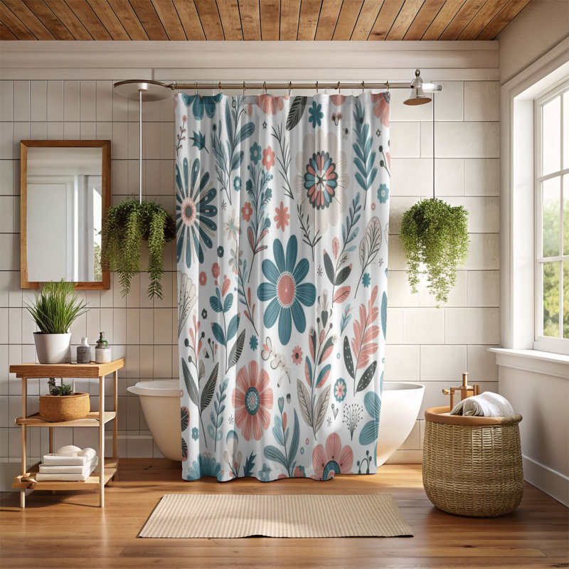 Rideau de douche 1 pièce Franchester Floral Funk, H 74 po x l 71 po
