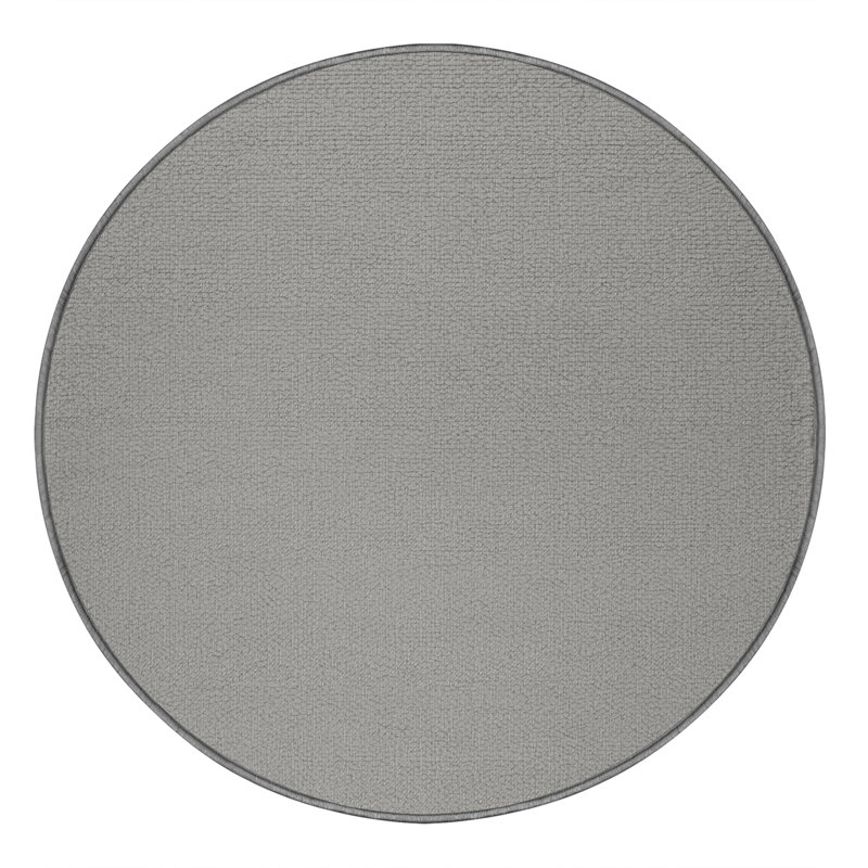 Machine Washable Solid Gray Area Rug, Round 4'