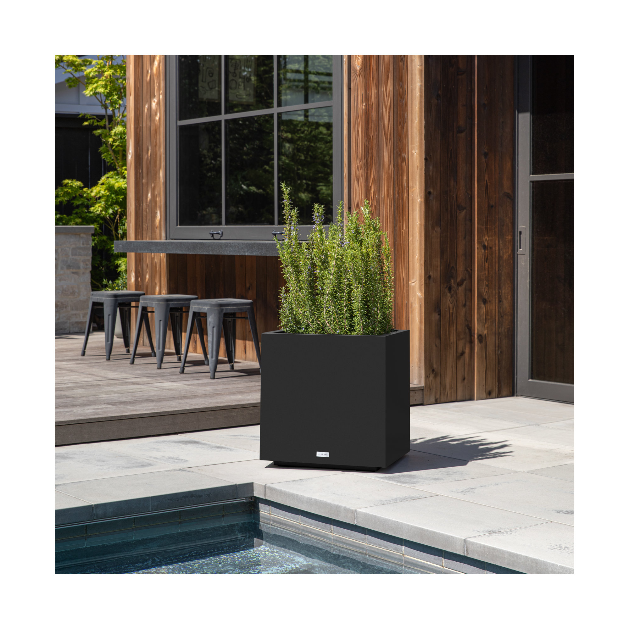 Block Series Cube Planter, Black, 22.25" H x 21" W x 21" D
