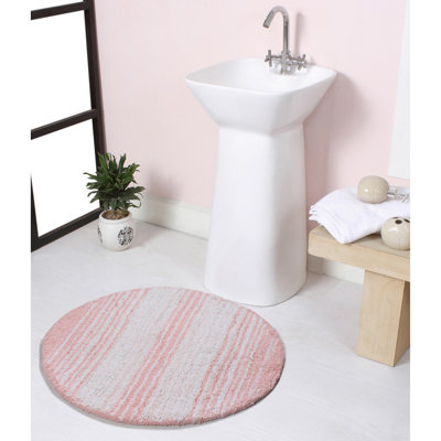 Tapis pour salle de bain rond 100% coton lavable à la machine avec envers en latex