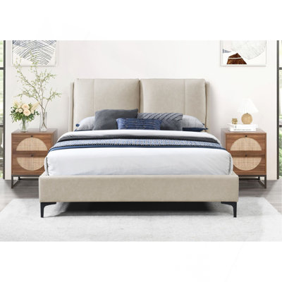 Upholstered Tan King Bed
