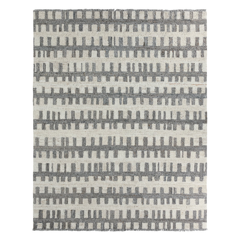 Lexxi Tufted Striped Gray Area Rug (10'X14'), Rectangle 10' x 14', Gray/White