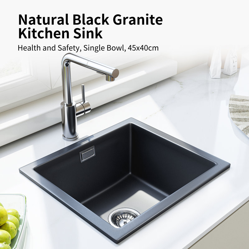 Belfry Kitchen Tabris 400mm W Single Bowl Quartz Stone Kitchen Sink with 1 Faucet Hole