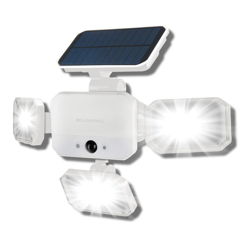 Projecteur blanc Bell / Howell Bionic à énergie solaire avec télécommande, grand angle et activé par le mouvement