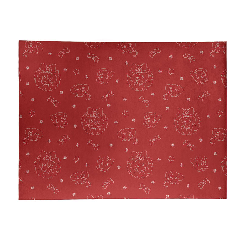 Tapis de zone rouge fait main, Rectangle 5 pi x 7 pi