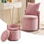 Fauteuil de coiffeuse en velours avec rangement, repose-pieds pivotant rond à 360 ° avec coussins, tabouret de maquillage moderne sans assemblage pour la chambre à coucher, la commode et le salon-251363574